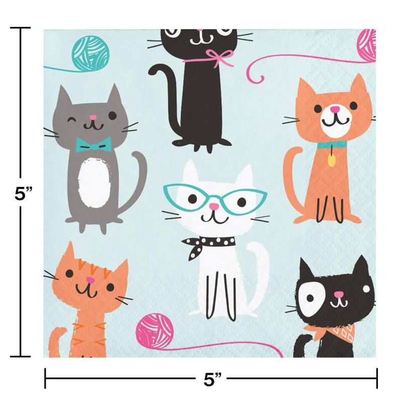 Cat Party Beverage Napkins, 48 ct