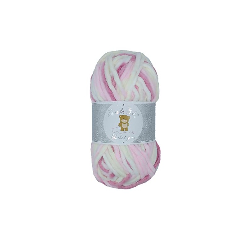 Zarela Baby Blanket Yarn (B25 White-Cream-Pink-Rose)