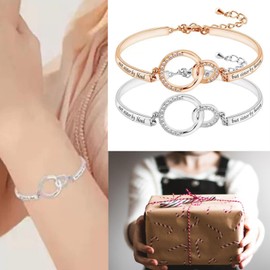 Stocking Stuffers Holiday Outfits for Women 2024 Sister Gift from Sister Silver Bangle Bracelet Rhinestone Bracelet Adjustable Soul Sister Bracelet Birthday Thanksgiving Christmas Inspirational Gift for Sister A