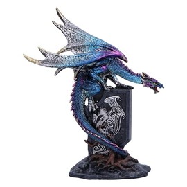 Nemesis Now Draconic Sigil 17.5cm, Resin, Blue, Blue Dragon on Gravestone Figure, Glimmering Blue Dragon Ornament, Collectable Dragon Giftware, Cast in the Finest Resin, Expertly Hand-Painted