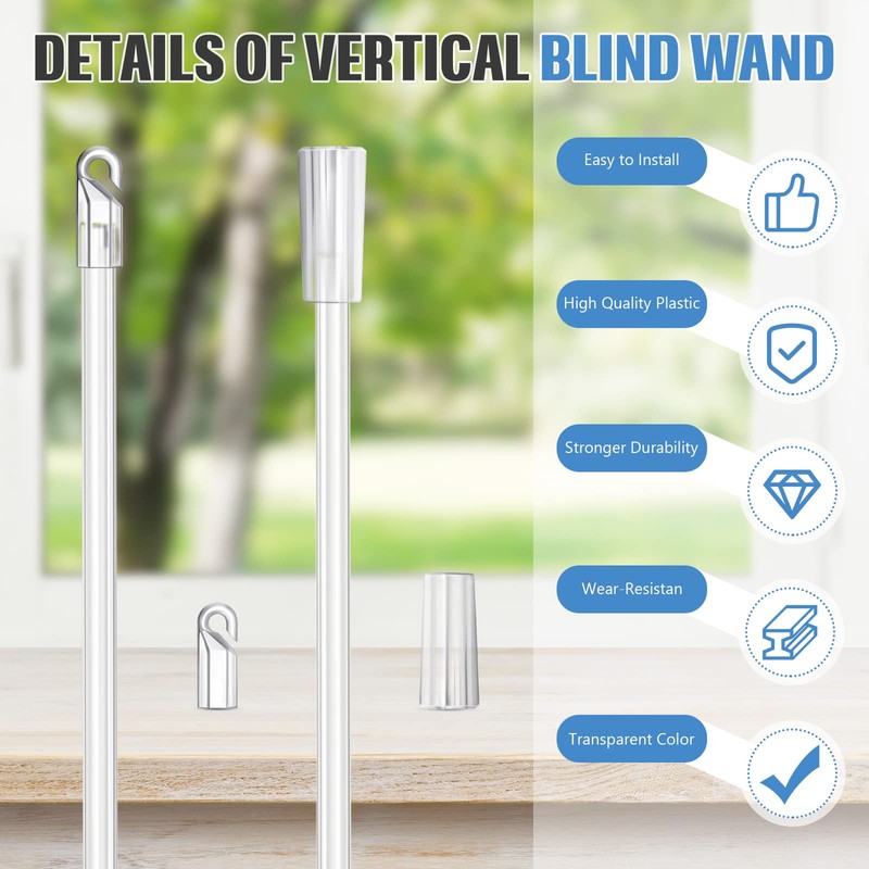 2 Pieces Blind Wand Vertical Blinds Replacement Parts Blind Stick