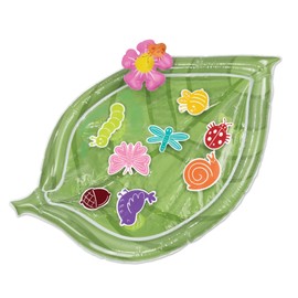MindWare Sensory Sprouts Baby Water Mat - Inflatable Leaf-Shaped Baby Play Mats for Floor with Adorable Bugs and Creatures - 6 Month Old Baby Must Haves to Develop Neck Muscles, Visual Stimulation