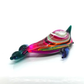 Sansukjai Narwhal Tiny Hand Blown Glass Art Figurines Sea Animals Collectible Gift Home Décor (Multicolor)