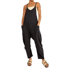 HAILTH Rompers for Women Casual Summer Jumpsuits Sleeveless Loose Spaghetti Strap Baggy Overalls Jumpers with Pockets Free People Jumpsuit Dupes 2023New