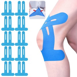 FDEETY Pack of 10 Kinesiology Tape Knee Tape Face Wrinkles Precut Kinesiology Tape Kintex Tape Physio Tape Patella Tape Precut Muscle Tape (Blue)
