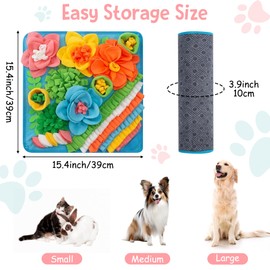 PANTIDE Non-slip Snuffle Mat for Dogs, Pets Slow Feeding Training Mat Interactive Feeding Game Puzzle Toys for Boredom, Stress Relief Mental Stimulation Treats for Small Medium Large Pets, 39x39cm