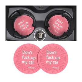Car Cup Holder Coasters, 2 Pcs 2.75 Inch Non-Slip PVC Insert Cup Coaster, Anti-Scratch Auto Cup Mats for Women Men, Vehicle Interior Accessories Universal for Car, SUV, Truck (Pink)
