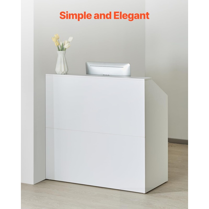 VEVOR Reception Desk, 46 Inch Rectangular Front Counter Table, Office