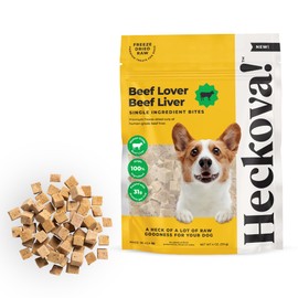 Heckova! Beef Lover - Freeze Dried Beef Liver Dog Treats - Single Ingredient Human Grade Raw Beef Liver Bites for Training, Meal Topper, No Additives, High Protein, 31g Per Cup, 4oz Bag