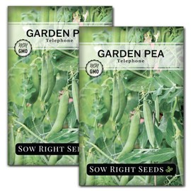 Sow Right Seeds - Telephone Pea Seeds for Planting - Non-GMO Heirloom Packet with Instructions to Grow an Outdoor Home Vegetable Garden - Tall, Productive Vining Plant - Sweet Shelling Pods (2)