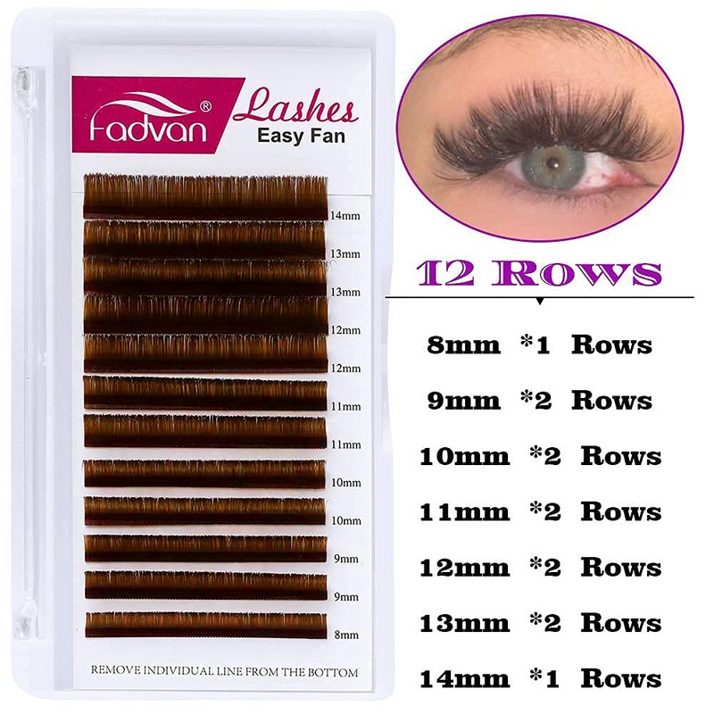 Self-Fanning Volume Eyelash Extensions, 0.07 mm, C Curl Colour Lashes,