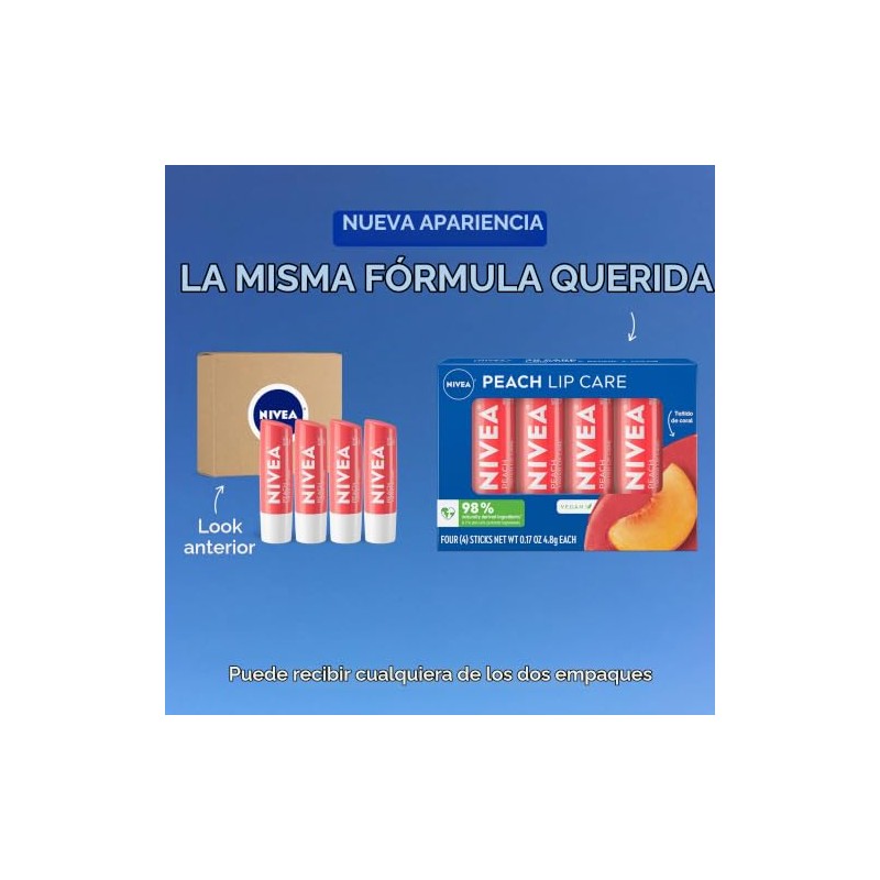 NIVEA Peach Lip Care - Tinted Lip Balm for Beautiful,