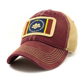 Mississippi in God We Trust Flag Patch Trucker Hat, Brick Red