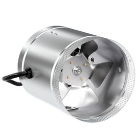 Simple Deluxe 8 Inch 420 CFM Booster Duct Vent Blower for Basements, Bathrooms, Providing Enhanced Ventilation HVAC systems, Low Noise, Silver