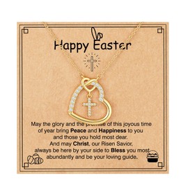 ZephyrHome 18K Kreuz Halskette Damen Gold, Vergoldete Halskette Damen mit Herz Anhänger, Filigrane Kette, Geschenk Schmuck Kreuz für Mädchen und Frauen