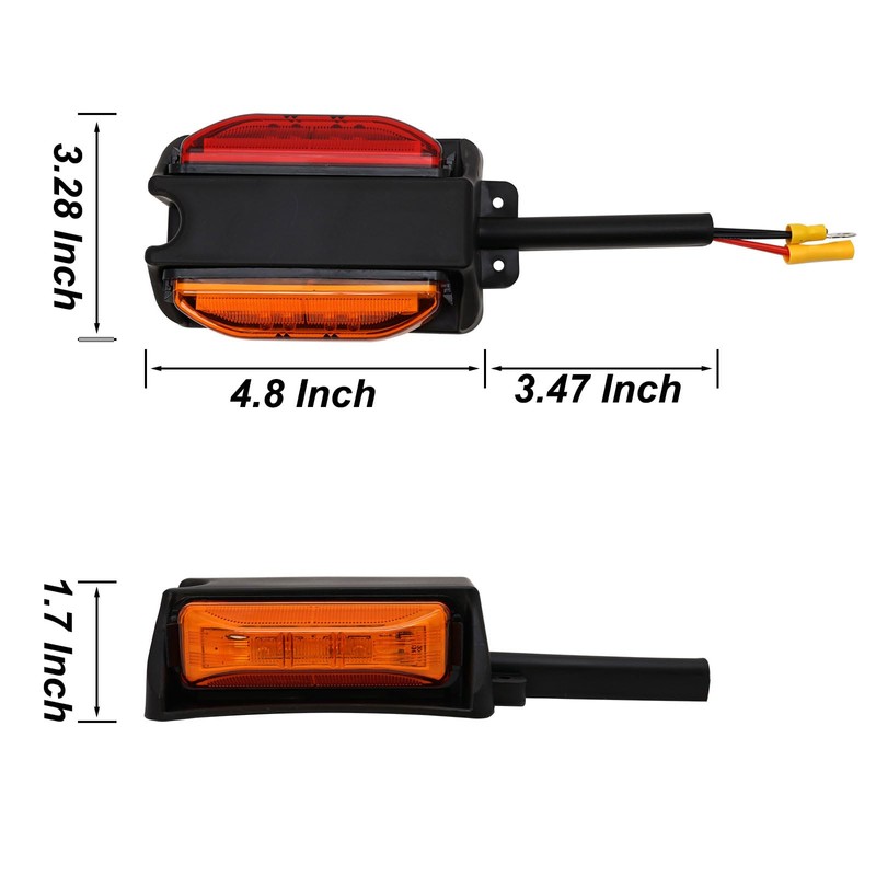 DUNTUO Amber + Red LED Trailer Fender Light Double Face