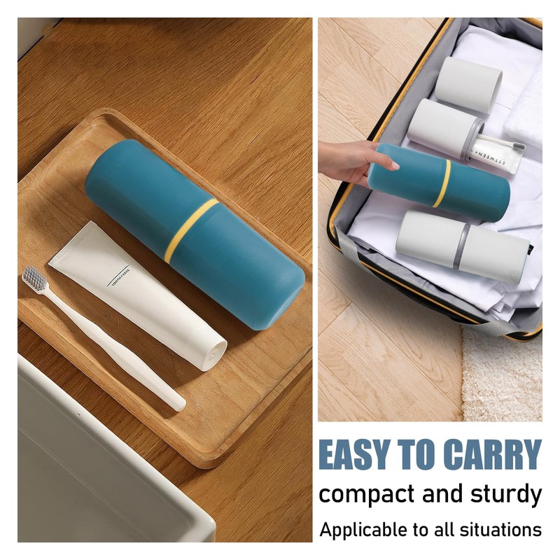Huakaile 2 Pack Travel Toothbrush Holder, Portable Toothbrush Cup with