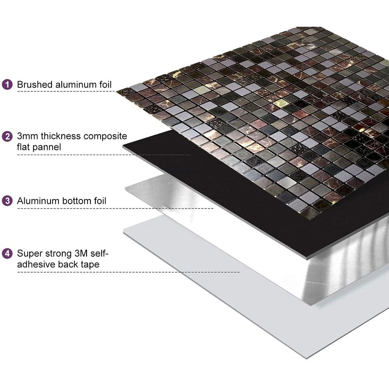 XUANINY Peel and Stick Backsplash Tiles for Kitchen,Bathroom,Fireplace,Self Adhesive Metal