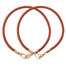 Tweozhui Pack of 2 40 cm Bag Handles, Replacement Handles, Shoulder Straps, Leather Straps, Handbags, Includes Small Keyring and Silver Buckles, for DIY Bag Accessories (Brown)