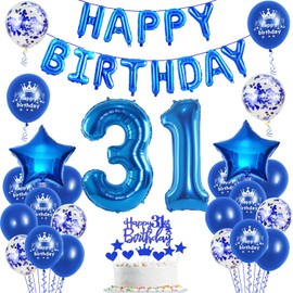 Balloons 31st Birthday Decoration Man Blue Happy Birthday 31th Birthday Party Decoration Set 31st Birthday Decoration Men 31 Years Birthday Man Decoration Blue Foil Balloons 31st Birthday Men