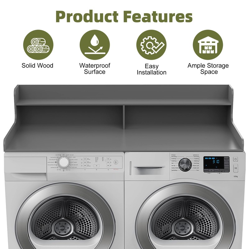 Dwscroad Washer Dryer Countertop with 2-Tier Shelf, 54" W X