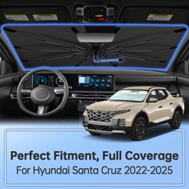 Windshield Sun Shade Umbrella for Hyundai Santa Cruz 2022-2025, Foldable Car Sunshade for Front Window, Highly Reflective Auto Sun Shield Visor for UV Protection, Keep Car Cool Accessories