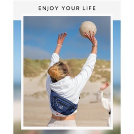 WATERFLY Bum Bag Belt Bag for Men and Women Sports Waist Bag for Running Fitness Jogging Hiking, Dark blue, M