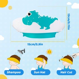 Baby Shower Cap Shield, Shower Cap for Kids, Kids Shampoo Shower Bath Cap Adjustable Hair Washing Shampoo Shield Baby Visor for Eyes and Ears Protector (blue)