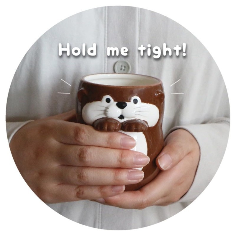 Decorle KW-38302 Soft Hand Tea Cup Otter Latte, Approx. 3.1
