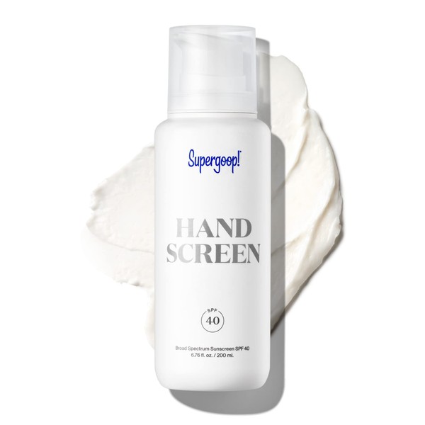 Supergoop! Handscreen SPF 40, 6.76 fl oz - Preventative, SPF Hand Cream For Dry Cracked Hands - Fast-Absorbing, Clean ingredients, Non-Greasy Formula - With Sea Buckthorn, Antioxidants & Natural Oils