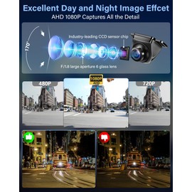 【360°+90°Drehbar】AHD 1080P Rückfahrkamera Auto Rückfahrkamera Metallgehäuse Universal Ruckfahrkamera mit Nachtsicht 170° Weitwinkel Rückfahrlinie IP69 Wasserdicht Rückfahrkamera Nachrüsten für Van SUV
