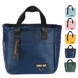 PATIKIL Insulated Lunch Bag Reusable Lunch Bag for Women & Men Thermal Lunch Box Leakproof Cooler Tote Bag with Side Pockets for Adults Picnic Office Work, Cyan (9.1"x5.5"x8.7")