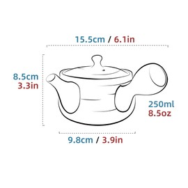 TEANAGOO Japan Kyusu (8.5 oz) with Steeper/Ceramic Teapot with infuser | Small Ceramic Side-handle Tea Pot with infusers for loose tea | Tea Pots For Tea Party, clay Teapot, VP7, Brown Bronze