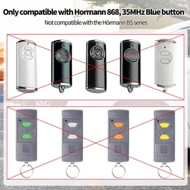 1 x Garage Door Remote Control Universal Garage Door Opener Hand Transmitter Garage Door Universal, Compatible with Hormann 868 MHz HSE2 868, HSm2 868, Hs1/2 868, with 1 Key Pendant
