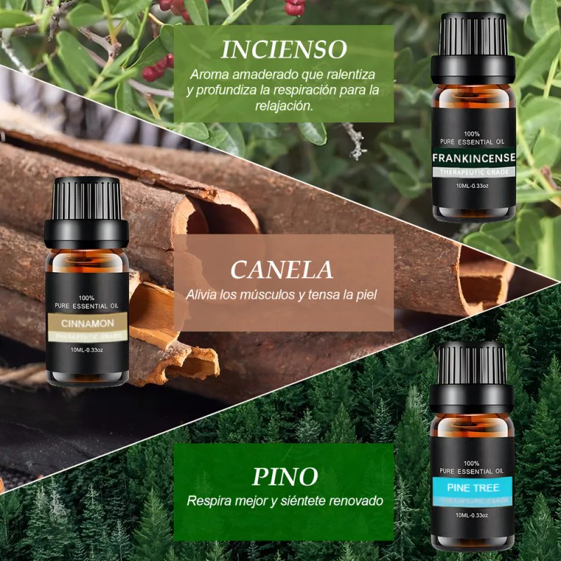 Kit De 12 Aceites Esenciales Aromaterapia 100% Puro 10ml Spa