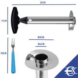 Pineapple Cutter | Quick Pineapple Peeler with Fruit Forks | Stainless Steel Kitchen Utensil for Coring Pineapple | Corer for Preparing Pineapple Slices EUROXANTY Kitchen Accessories