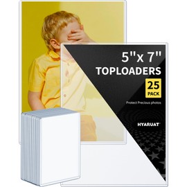 HYARUAT 5x7 Toploader - Clear Rigid Photo Protectors for Your Precious Memories - Durable Hard Plastic Sleeves, 25 Pack