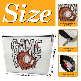 Game Day Baseball Gift Makeup Bag for Women, Baseball Stuff Baseball Accessories, Baseball Snack Bag, Baseball Gift Bag for Baseball Lovers Team Player Coach Mama, Baseball Purse Inspirational Gift