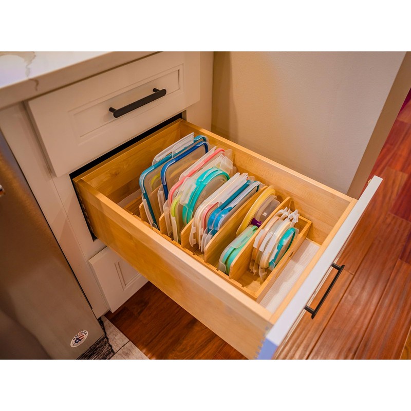 Umilife Extra Large Kitchen Cabinet & Drawer Organizer, Bamboo Lid