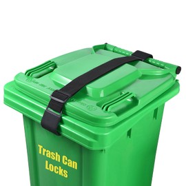 Vazioyar Outdoor Trash Can Lock, Heavy Duty Metal Double Claw Trash Can Locks, Adjustable Trash Can Lock Strap, Works on Most 32-96 Gallon Trash Cans, Raccoon and Animal Proof Trash Can Lock