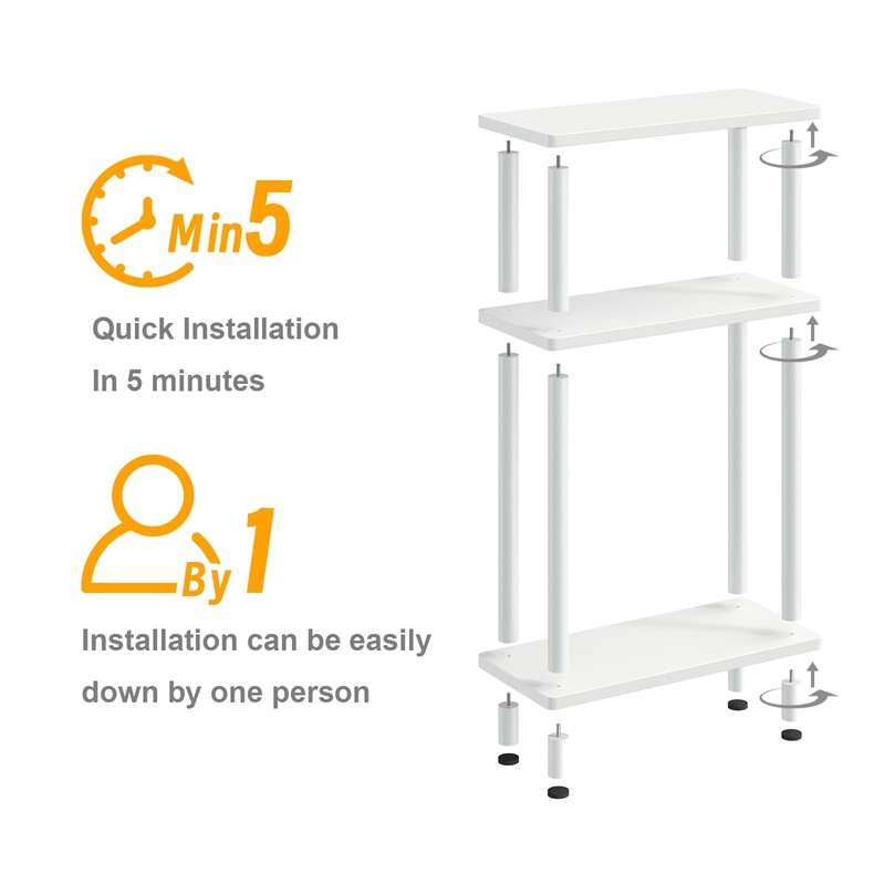 Apicizon Small Narrow Side Table, 3-Tier Skinny End Table with