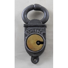 Antique Style Crab Lock Padlock with 2 Skeleton Keys