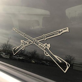 Military Infantry Branch Crossed Rifles 3x5 Tan Heavy Duty Die Cut Vinyl Window Sticker Decal