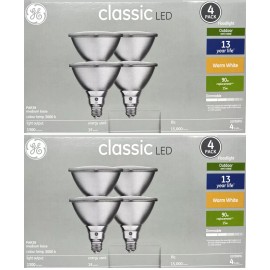 GE (8 bulbs) GE classic LED PAR38 Floodlight, 15 watt, 1300 lumen, warm white,