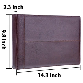 Antner 7 Ring Business Checkbook Binder for Business Checks, 600 Checks Capacity, PU Leather Check Book Binder Cover with Zipper Pouch, Executive Organizer Portfolio Holder for 9" x 13" Sheets, Coffee