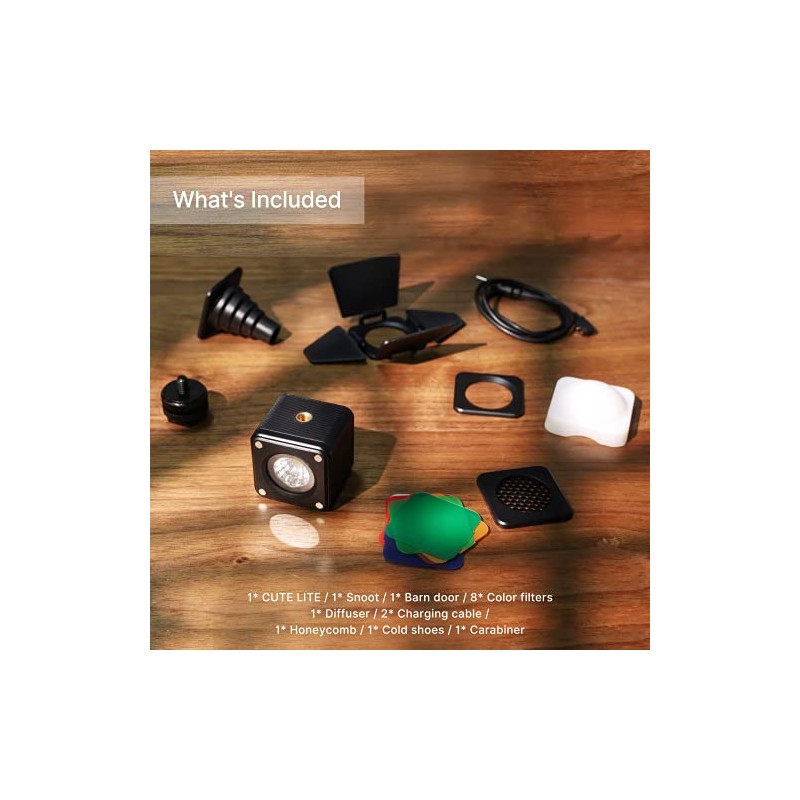 ULANZI Luz fotográfica Mini cúbica Impermeable IP68, con 8 filtros
