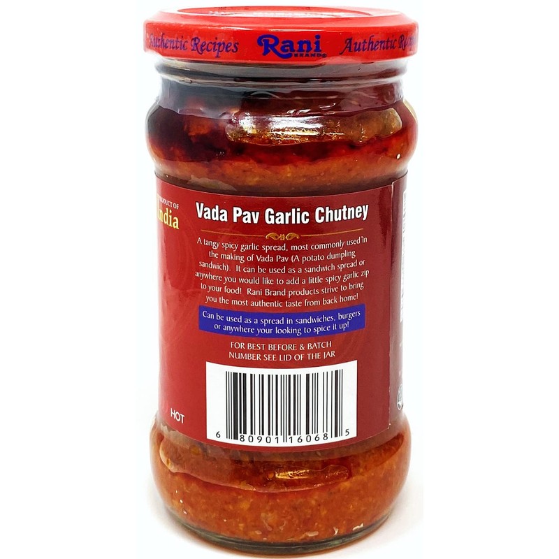 Rani Vada Pav Garlic Chutney 10.5oz (300g) Glass Jar, Ready