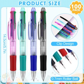 Sayglossy 100Pcs 4 in 1 Multicolor Ballpoint Pen Bulk 0.7mm 4 Color Retractable Ballpoint Pens Colorful Ink Party Favors for Nurses Office School Teacher Students Gift Reward(Classic)