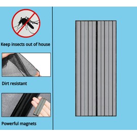 Magnetic Mosquito Net, Adjustable for Windows and Doors, Mosquito Net, Fixing and Flap, 140 x 250 cm, Height and Width, Adjustable, Washable and Easy to Install (Grey)