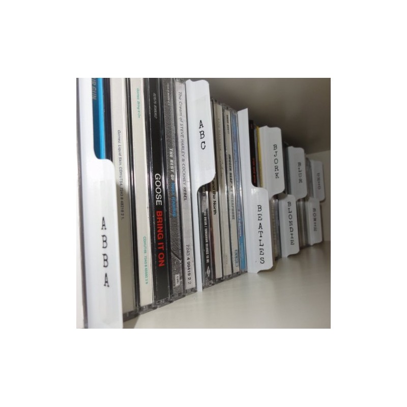 10 x Plastic White Vertical CD Collection Tabbed Dividers Suitable